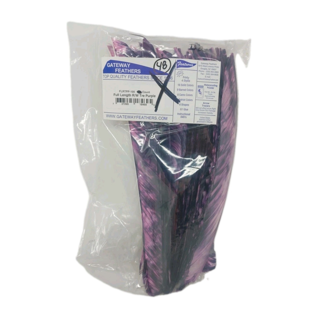 48 Count Gateway Feathers FULL LENGTH Right Wing: Camo Tre Purple