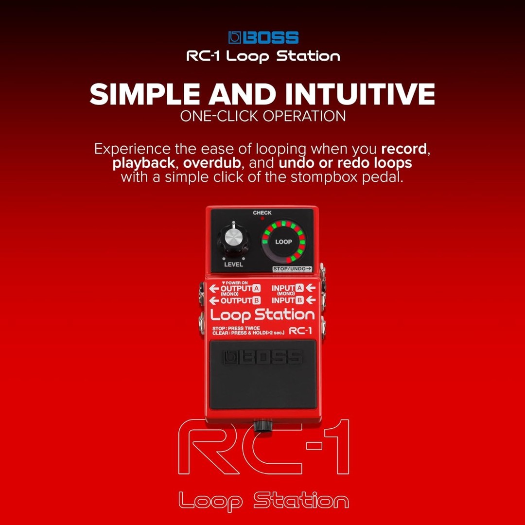 BOSS RC-1 Loop Station w/Innovative Loop Indicator & Foot-Switching Capabilities