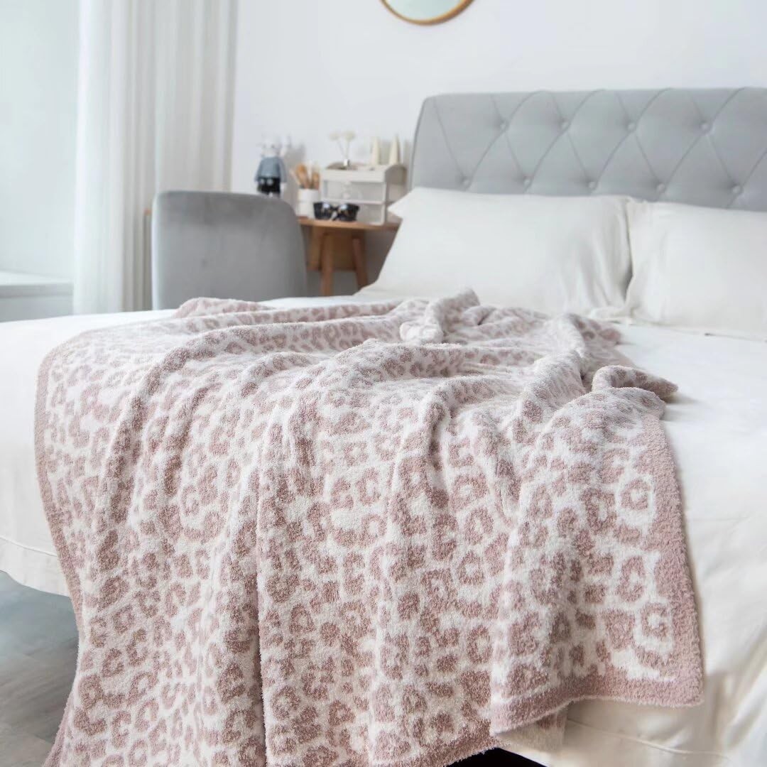 Ultra Soft Leopard Throw Blanket for Couch, Lightweight Warm Fluffy Reversibl...