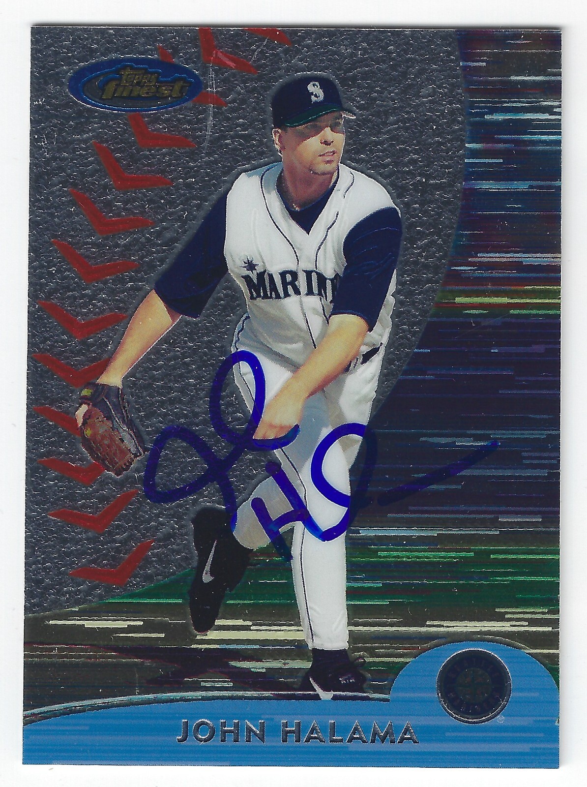 JOHN HALAMA SEATTLE MARINERS SIGNED CARD RED SOX A'S NATIONALS ORIOLES RED SOX