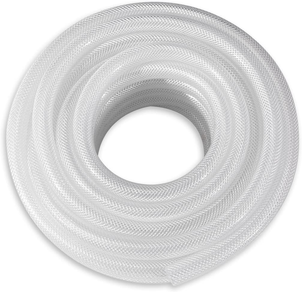 DAVCO 1" ID × 25 ft Heavy Duty Braided Clear Plastic 1"ID, Transparent