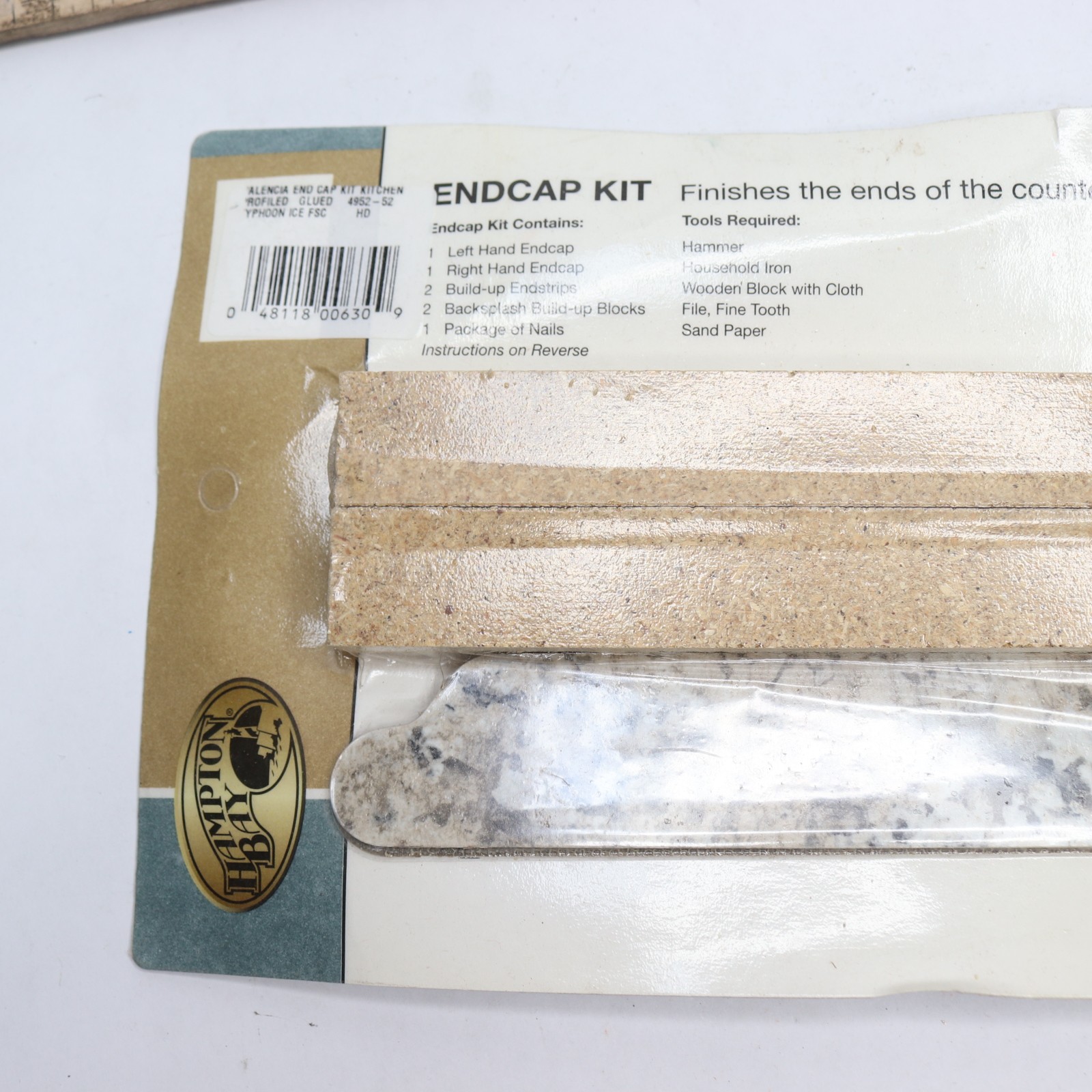 Laminate Endcap Kit for Countertop with Integrated Backsplash in Typhoon Ice