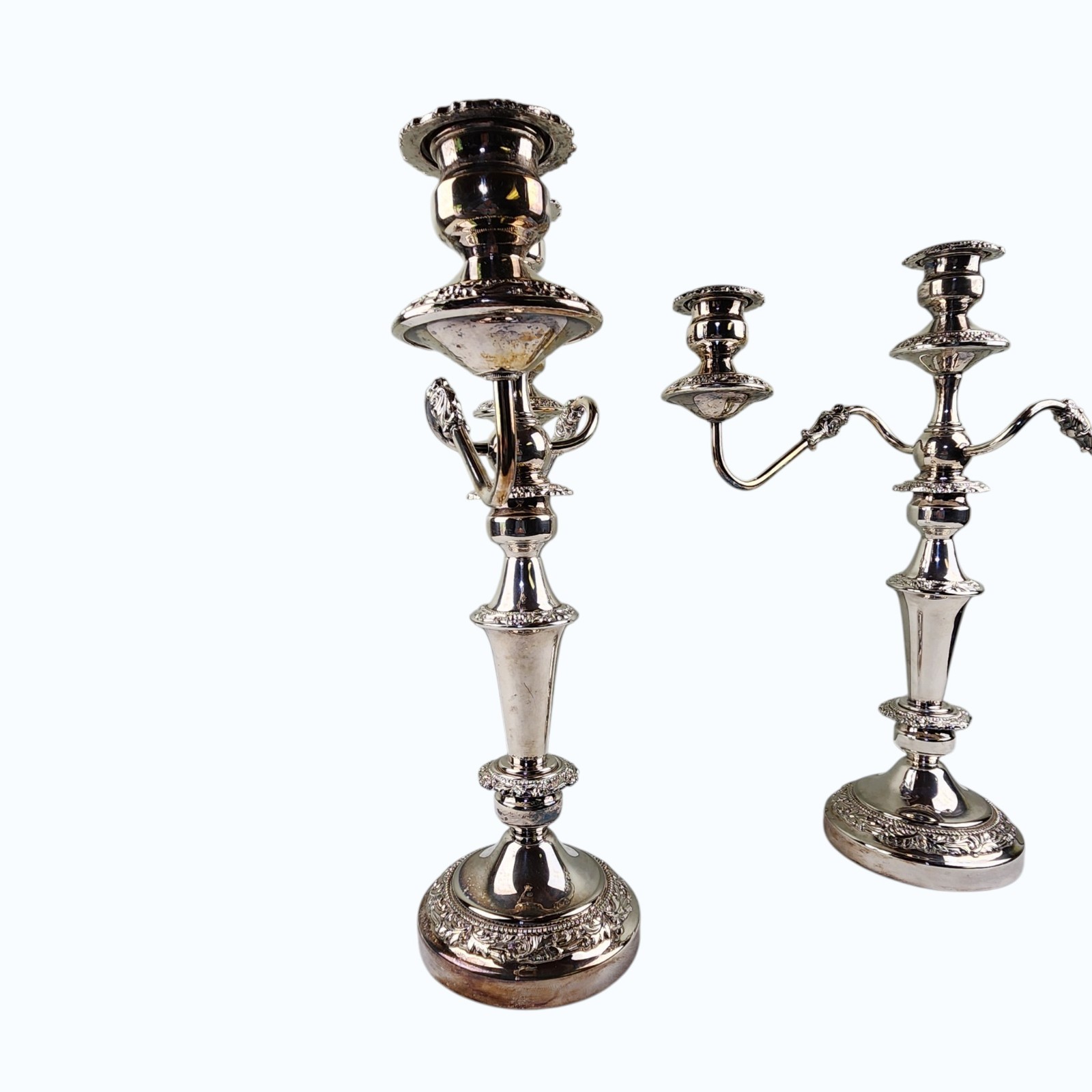 Pr Vtg Silverplate 3‑Light Candelabra Gorham Silver Co Convertible Elegant Decor