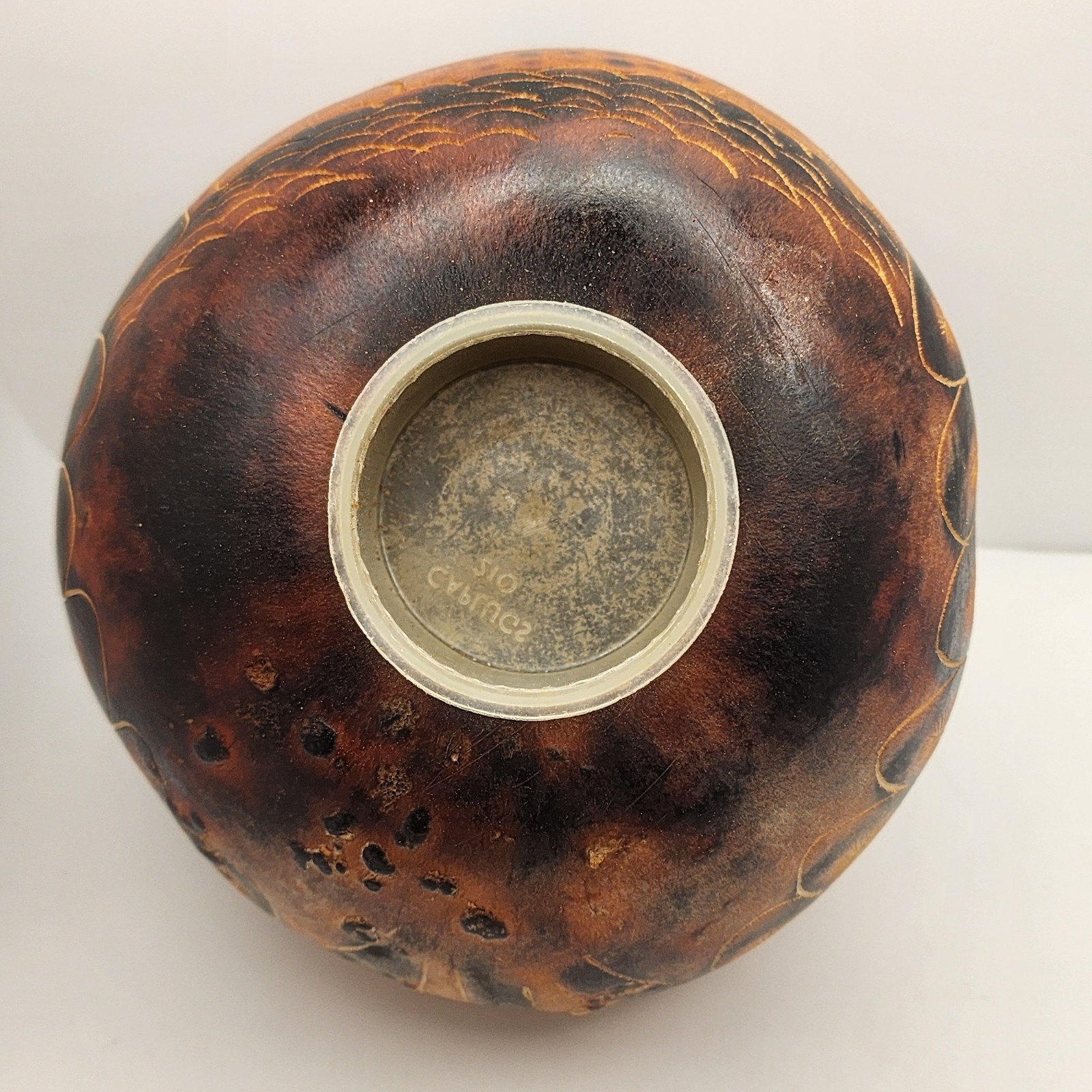 Peruvian Folkart Gourd Handmade Musical Shaker LG Bird Kingfisher 7.5IN W