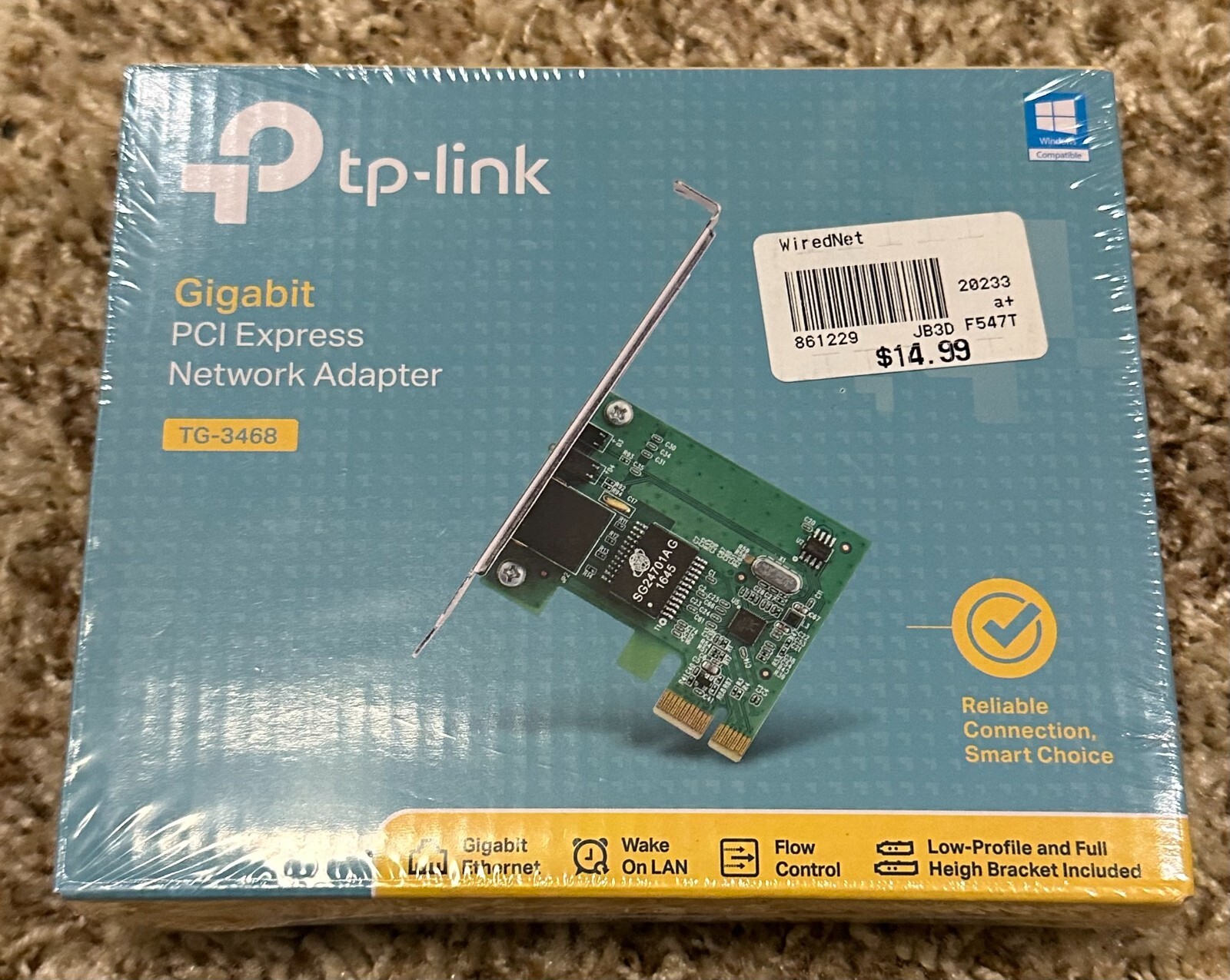 SEALED TP-Link TG-3468 PCI-Express Gigabit Ethernet Network Adapter