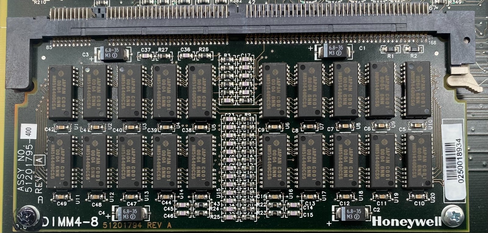 HONEYWELL 51402755-100 TDC3000 K4LCN-4 MEMORY PROCESSOR CARD W/ 8Mb DIMM4-8 RAM