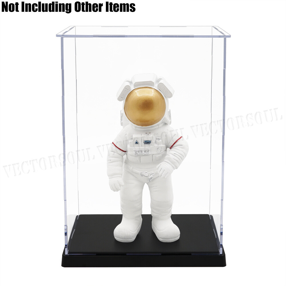 US Perspex Clear Acrylic Display Case 10.3in H Box Plastic Base Dustproof Figure