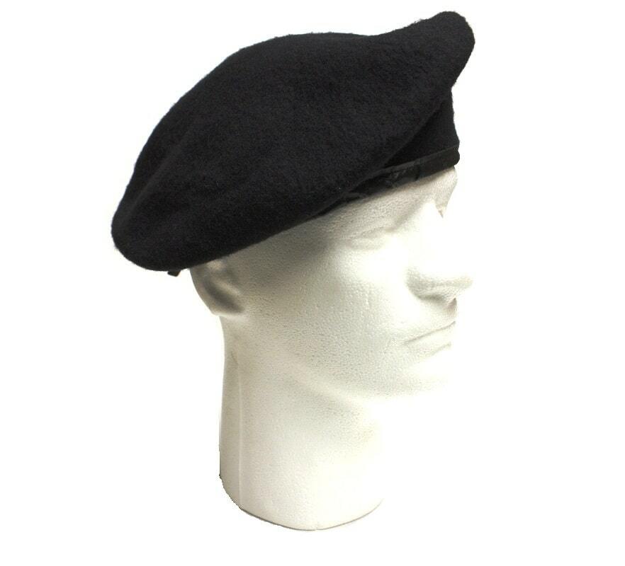 Black Army Beret, Wool, Size 7 1/2 New old stock (flash removed)