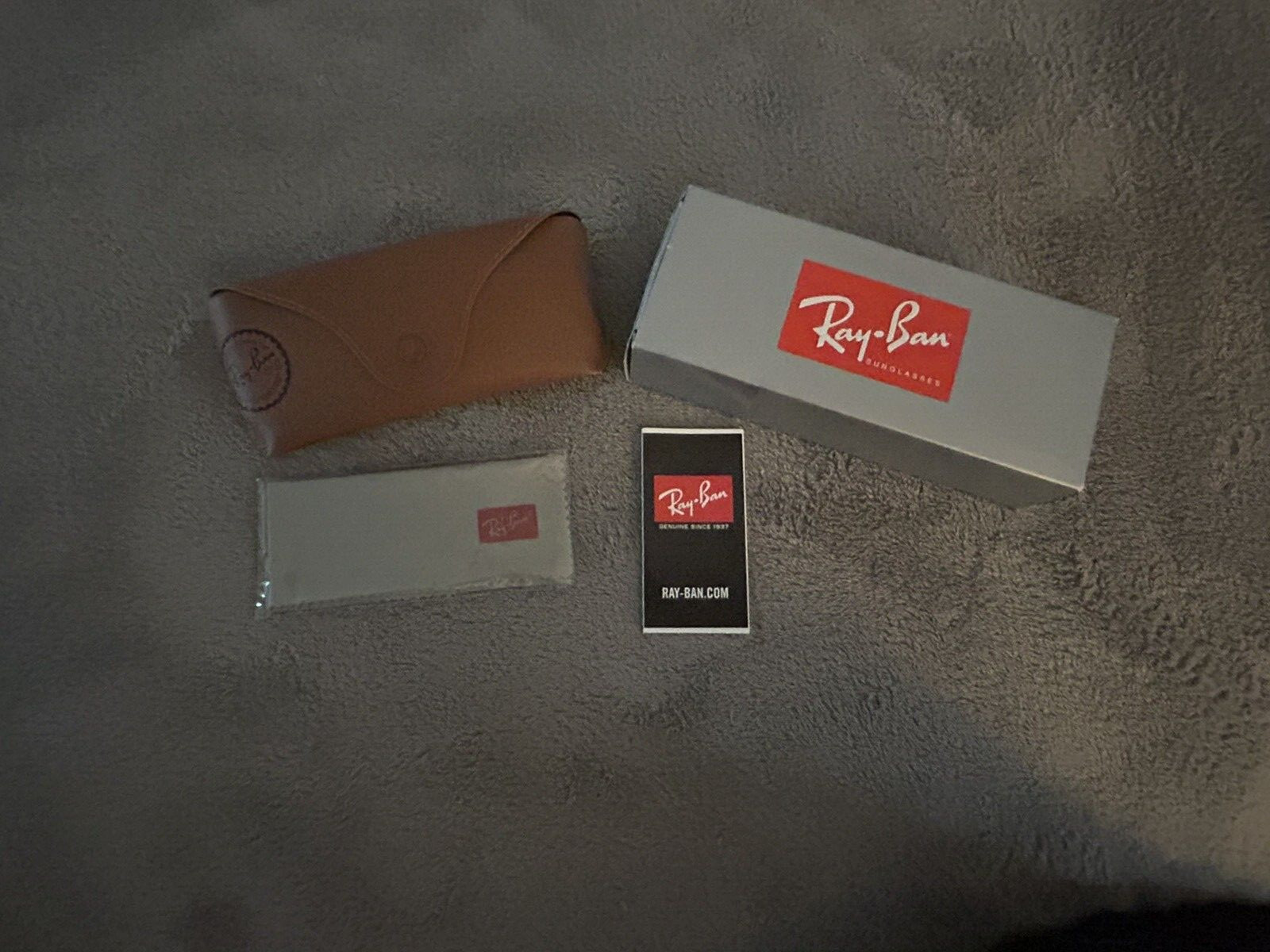 RAY BAN BROWN LEATHER EYEGLASSES SUNGLASSES CASE CLEANING CLOTH AUTHENTIC NEW