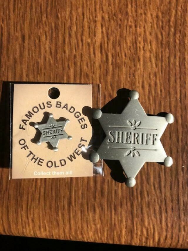 Old Western Sheriff Badge with Lapel / Hat Pin -Boxed