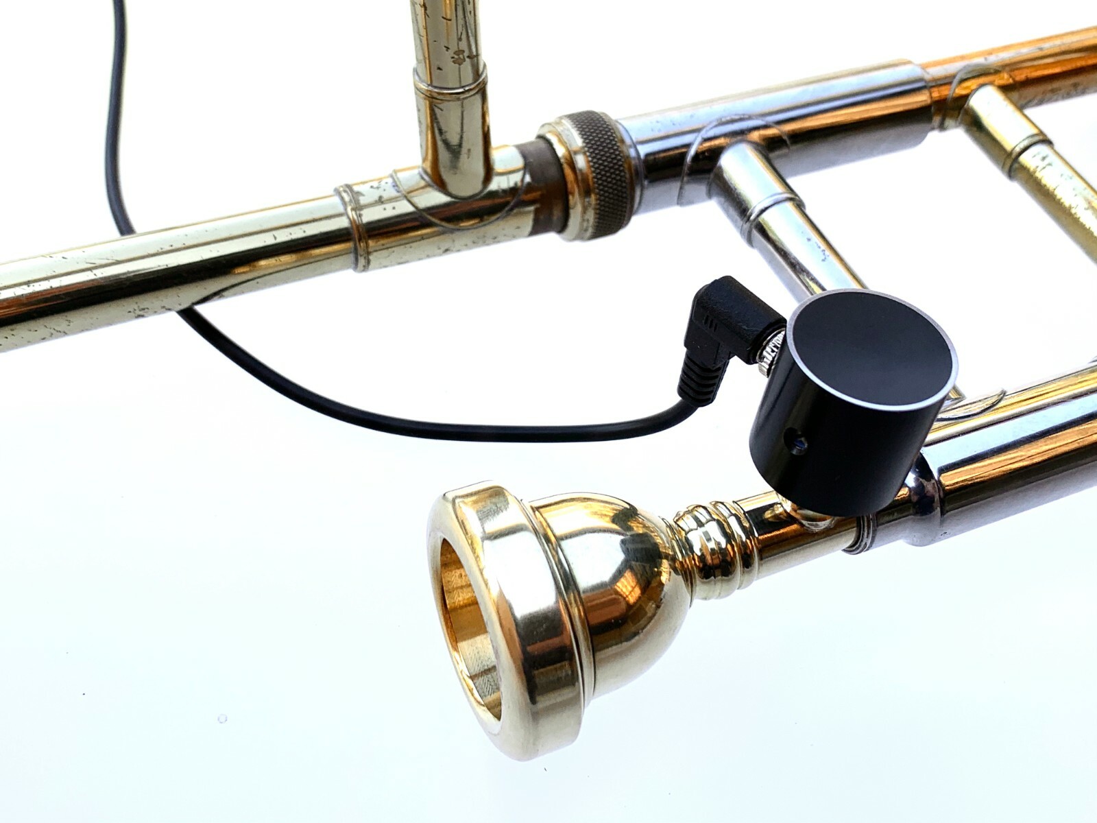 PiezoBarrel 'Wood' Trombone Pickup, 4m Cable & brass adapters for Trombone MPC's