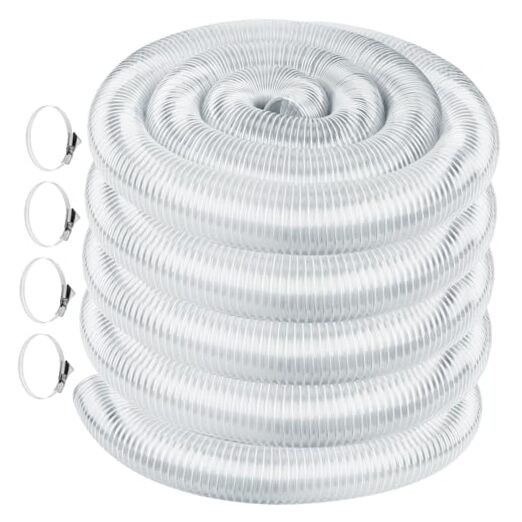 Heavy PVC 4" x 50' Dust Collection Hose,Flexible Clear Debris and 4 Inch, 50 ft