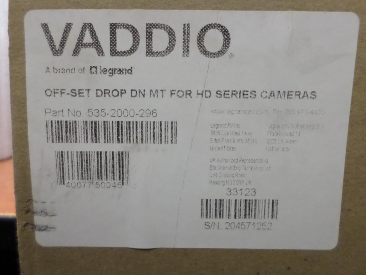 Vaddio 535-2000-296 Drop-Down Ceiling Mount for HD-Series Cameras - New