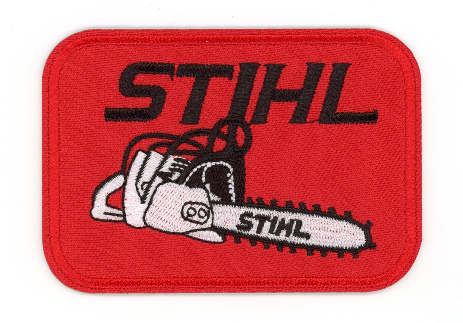 STIHL Chainsaws Patch – Vintage Style Red Logo – Iron-On / Sew-On Badge