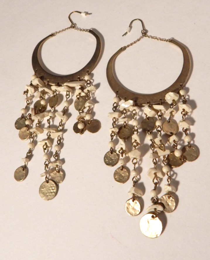 Vintage Boho Statement Chandelier Half Moon Dangle Drop Earrings Bohemian 5.75"