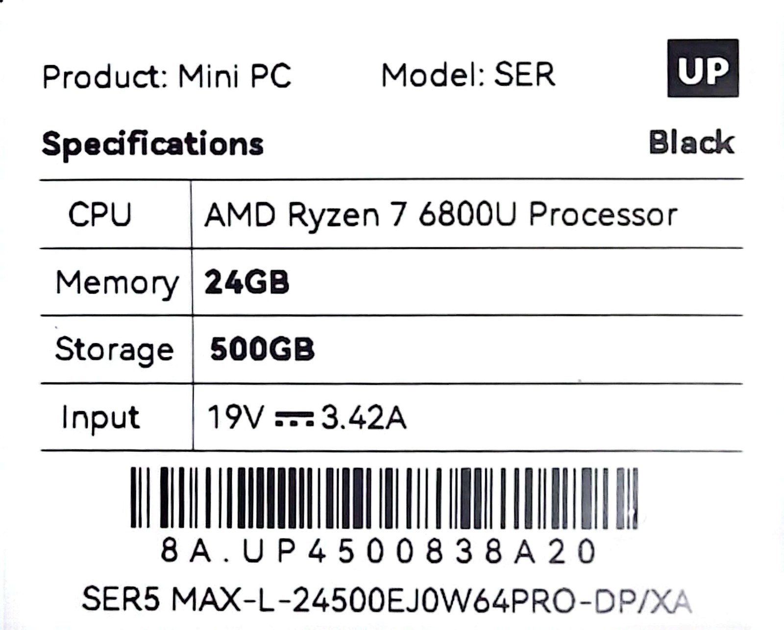 Ser Series Mini PC AMD RYZEN 7 6800 PROCESSOR 24GB MEMORY 500 GB