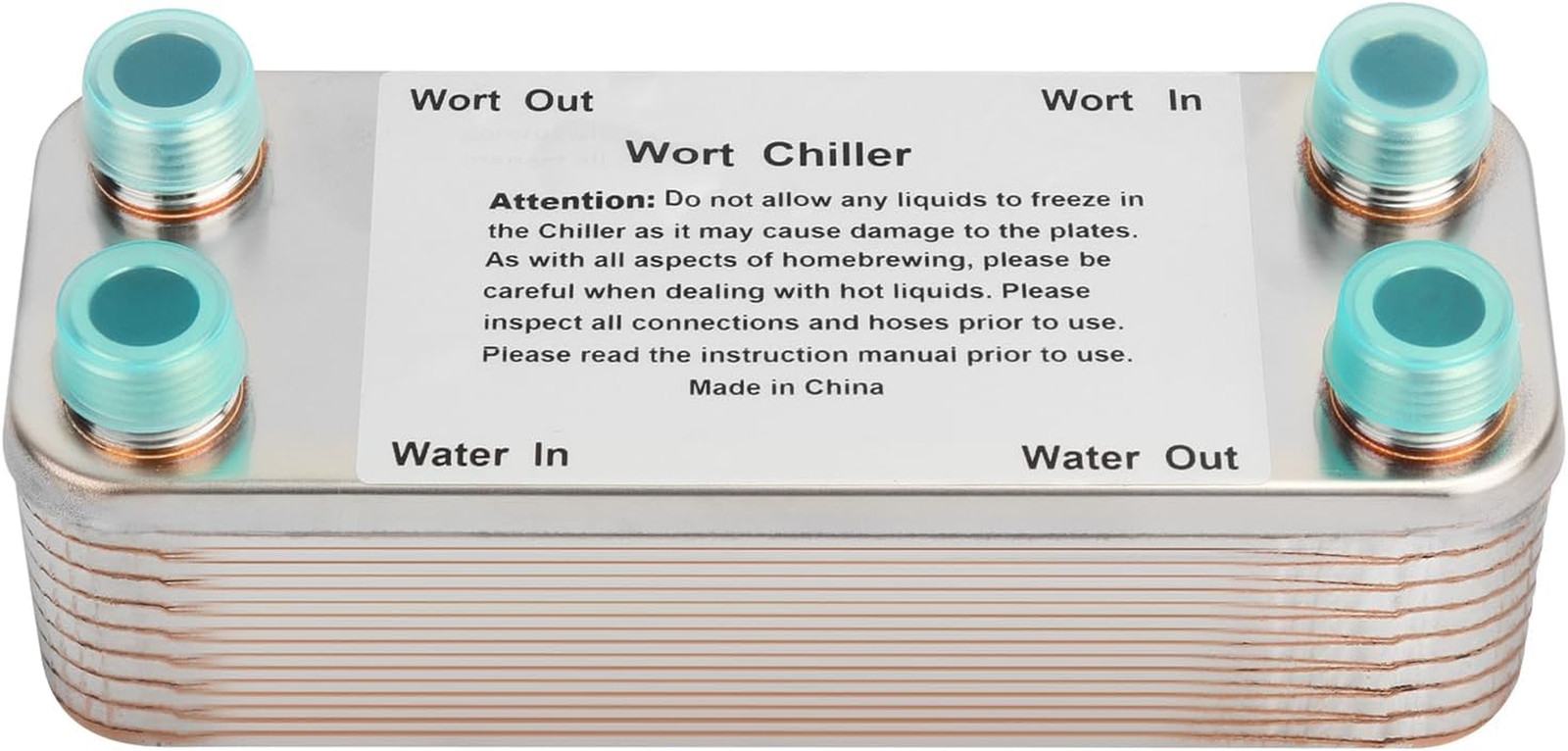 20 Plate Wort Chiller Stainless Steel Brazed Plate Heat Exchanger 1/2 NPT Thread
