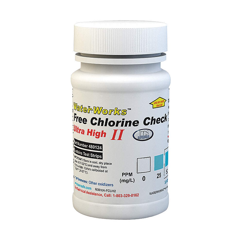 INDUSTRIAL TEST SYSTEMS 480124 Test, L,0 to 2,000 ppm Chlorine,PK50 21VK58