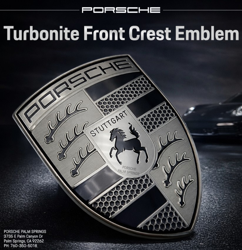 Genuine Porsche Porsche Exclusive Turbonite Front Crest Emblem 95C-853-601-A