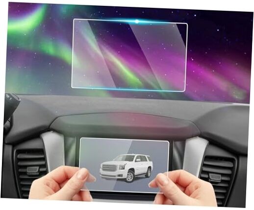 Tempered Glass Screen Protector Foil Compatible with 2019-2014 GMC Yukon 8