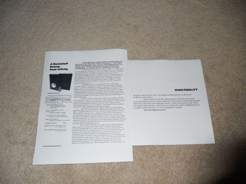 Infinity RS Speaker Review, 1980, 2 pg, Full Test