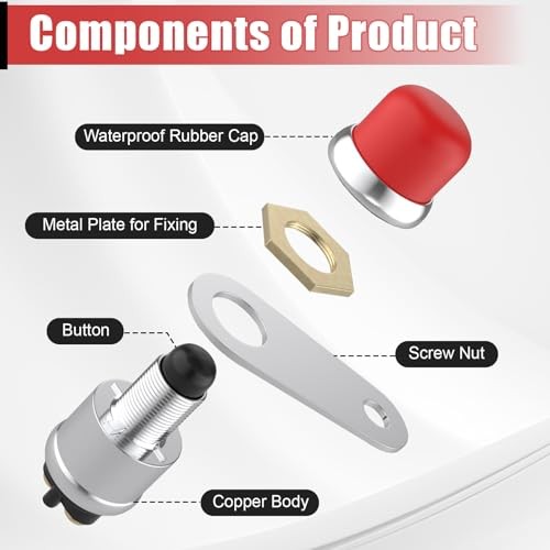 Push Button Starter Switch 12V 50A, Waterproof Momentary Start Switch red-1