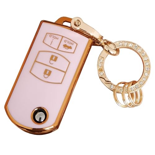 For Mazda Key Fob Shell Keyless Remote Smart Key Fob Cover With 4b-gold-pink