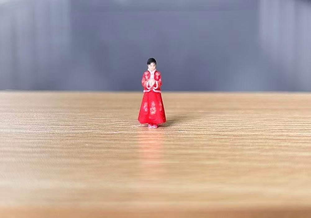 ZD 1:64 Painted Figure Model Miniature  Diorama Sand Chinese Style Girl Kid