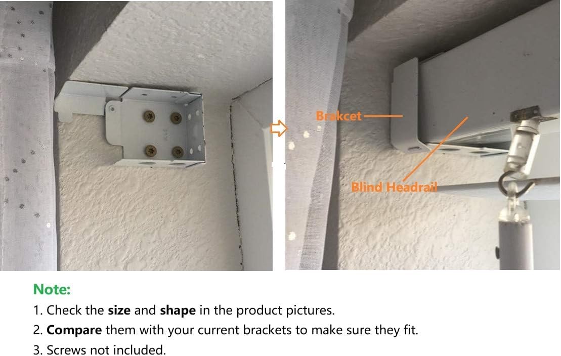 2pcs Box Mounting Bracket for Low Profile Horizontal Blinds with 1-3/4" x 2 1/2"