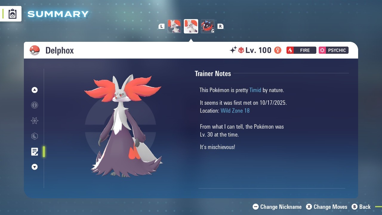 Delphox Shiny Alpha 6IVs Battle Ready - Legends ZA