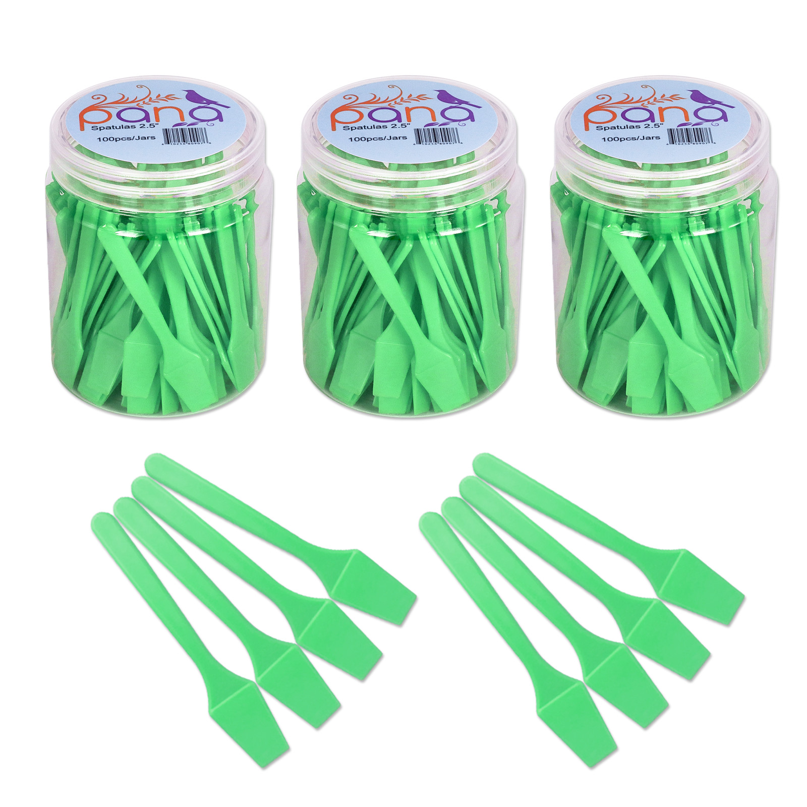 3 Can Pana 2.5" Green Mini Plastic Makeup Cosmetic Facial Mask Spatula Scoop
