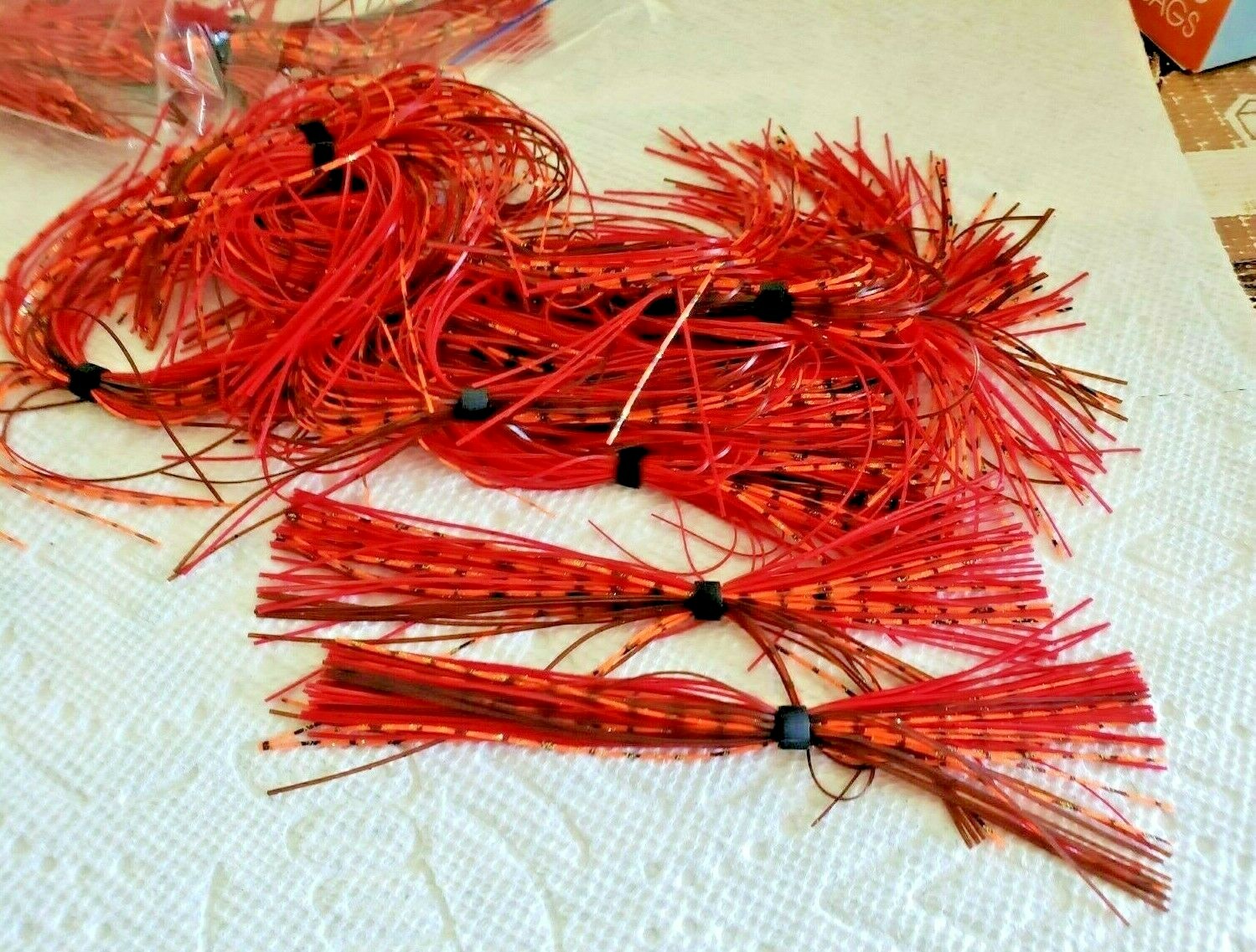 10 RAYBURN RED FIRE CRAW BANDED SKIRTS FOR SPINNER BAITS, BUZZ BAITS, OR JIG