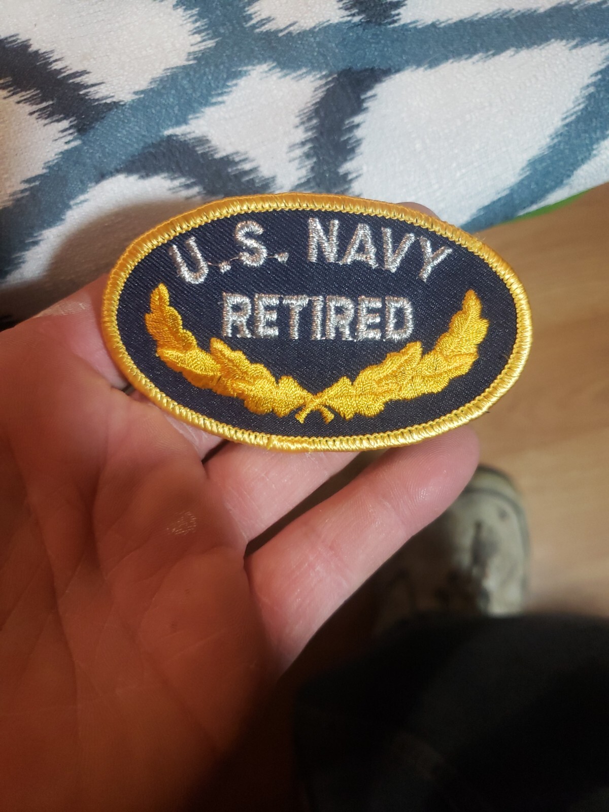 Military Patch US NAVY Retired Veteran Color Embroidered Iron-On 3-1/2"