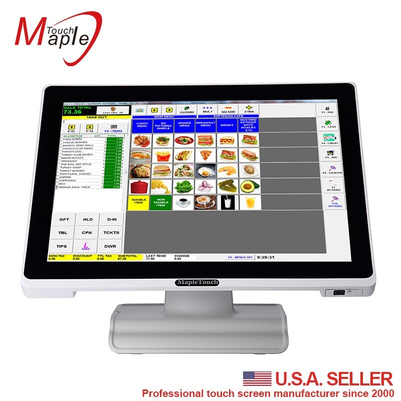White POS system touch computer all in one J1900/4G/64SSD