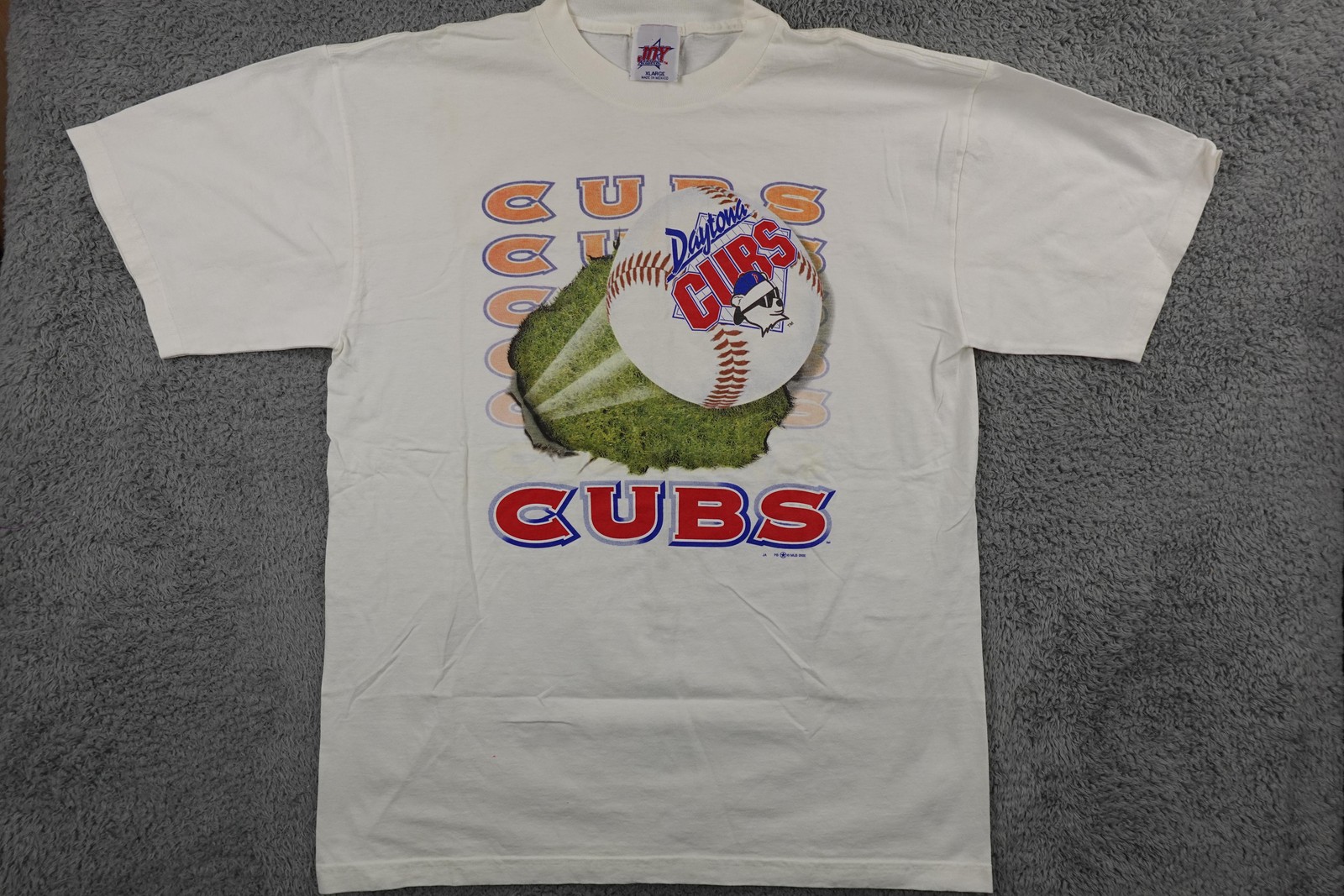 Vintage Daytona Cubs Shirt Mens XL White MLB Baseball Graphic Joy Athletic 2000