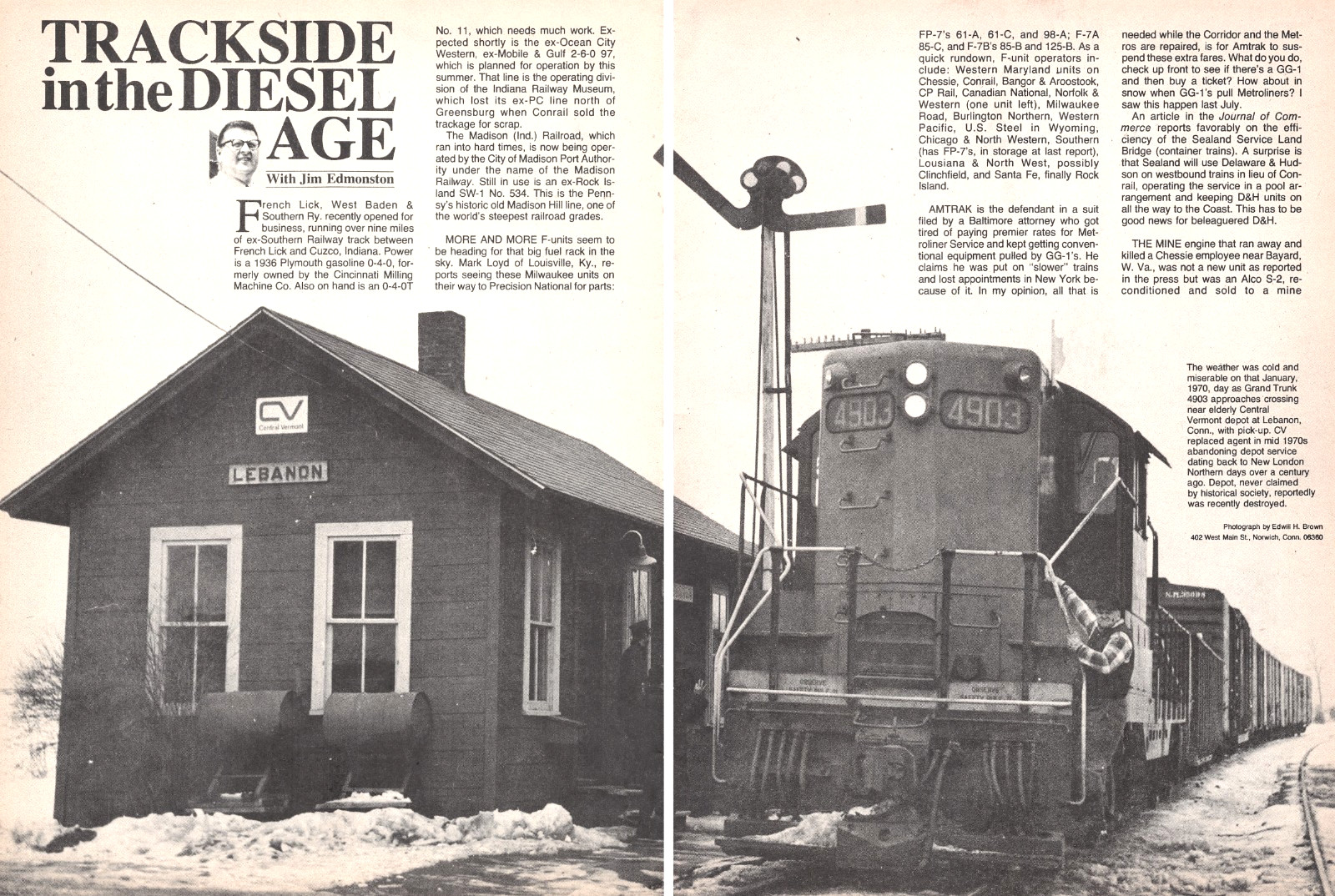 Railroad Article Diesel Locomotives Reduction Transition Lebanon Vermont Station