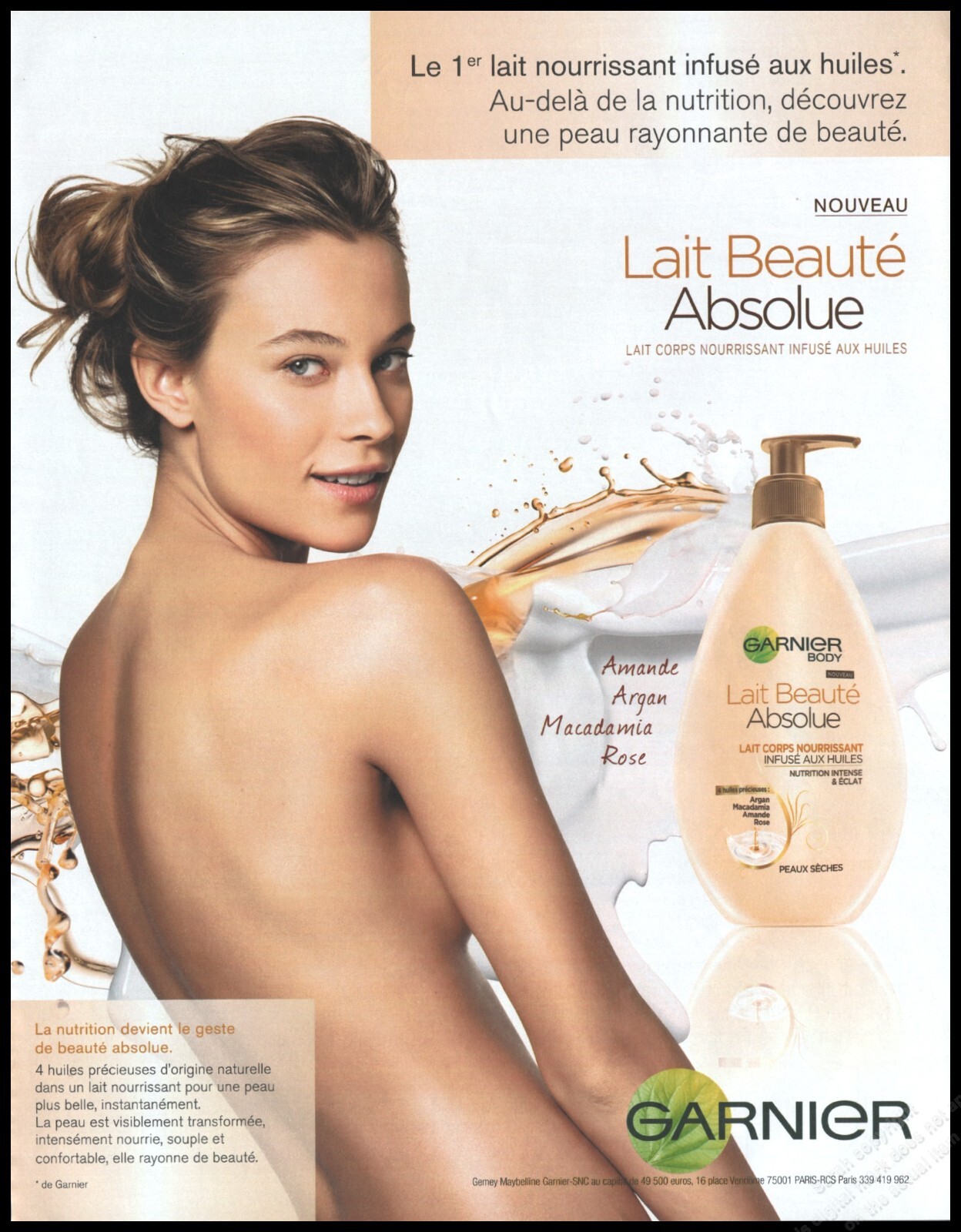 Topless Body care Garnier Magazine Print Ad Women Fashion 2014-1pg