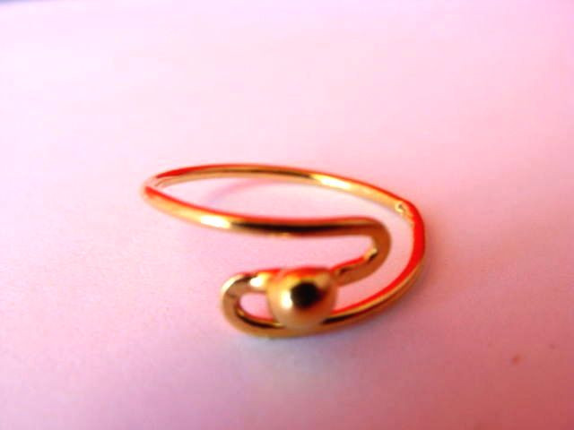 14K Gold Plated S. Silver [WAVE DOME Size 4 Toe Ring Pinkie Knuckle Midi Vintage