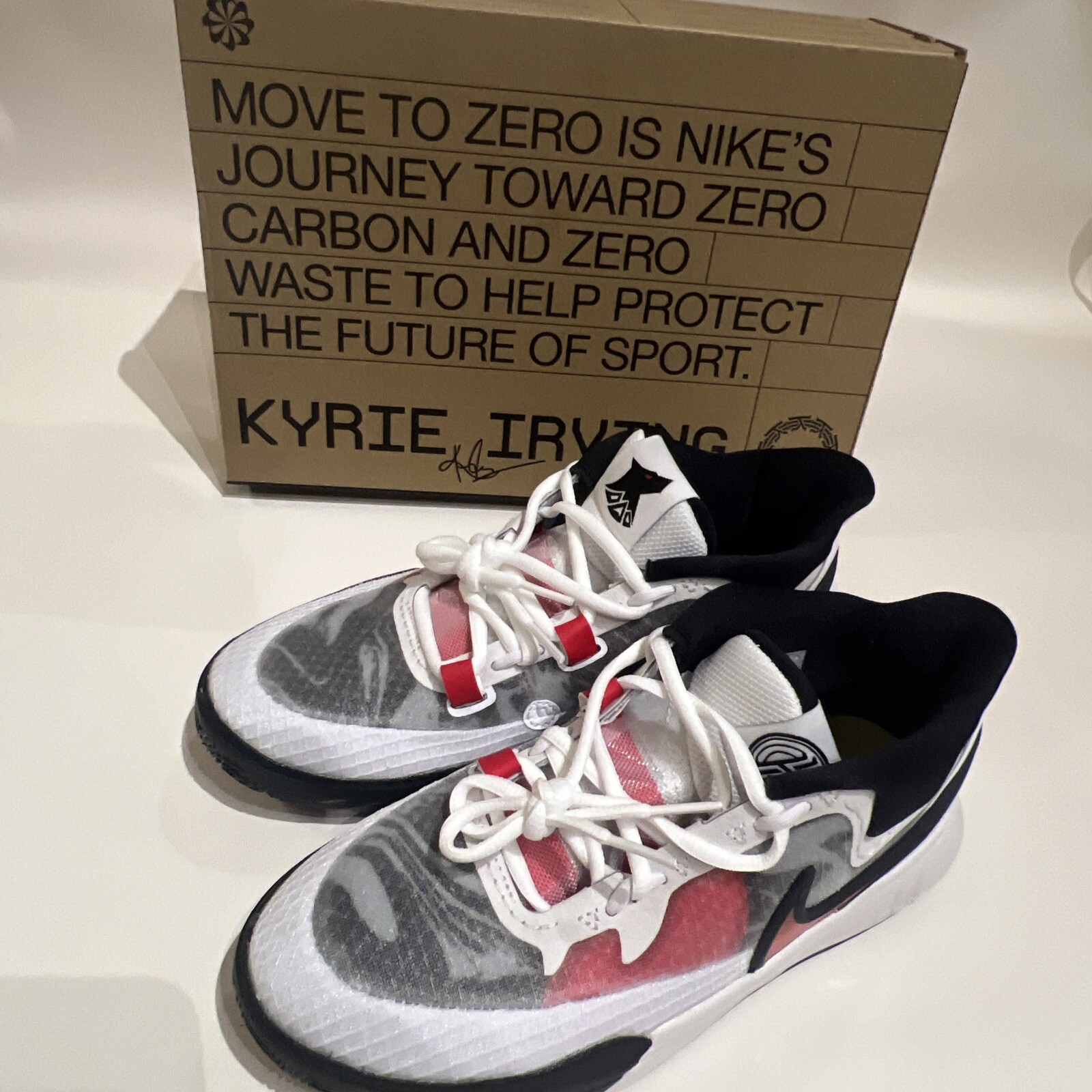 NIKE KYRIE 8 GO GS White/University Red-Black KIDS SIZE 6Y Free Ship DQ8076-100