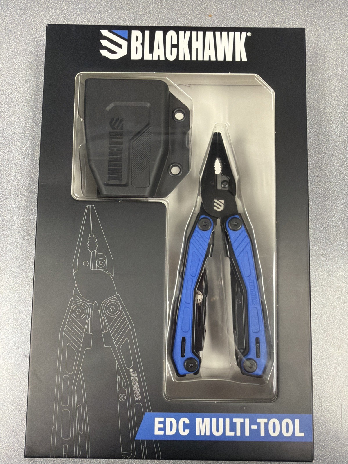 Blackhawk EDC Multi-Tool Black Stainless Steel Blue Zytel Handles - BHMT20BL