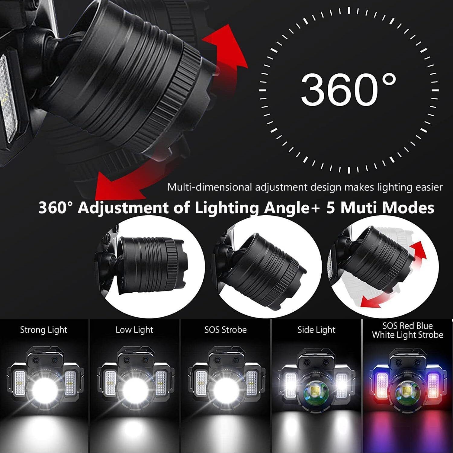 990000LM LED Headlamp Rechargeable Headlight Zoomable Head Torch Lamp Flashlight