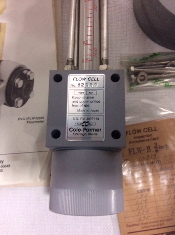 COLE PARMER FLOWMETER FLW-E, 12959, 3/8", 1.8 GPM New