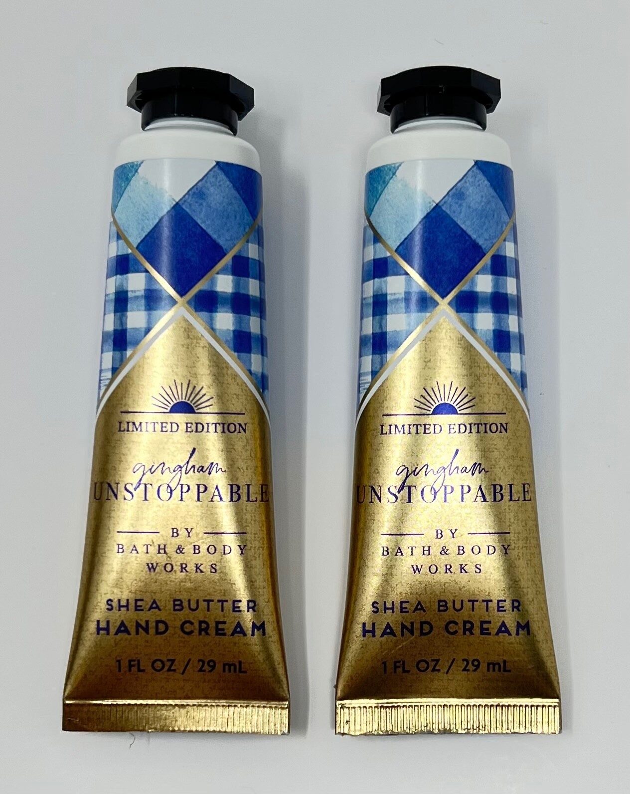 2 BATH & BODY WORKS GINGHAM UNSTOPPABLE SHEA BUTTER HAND CREAM  LOTION TRAVEL