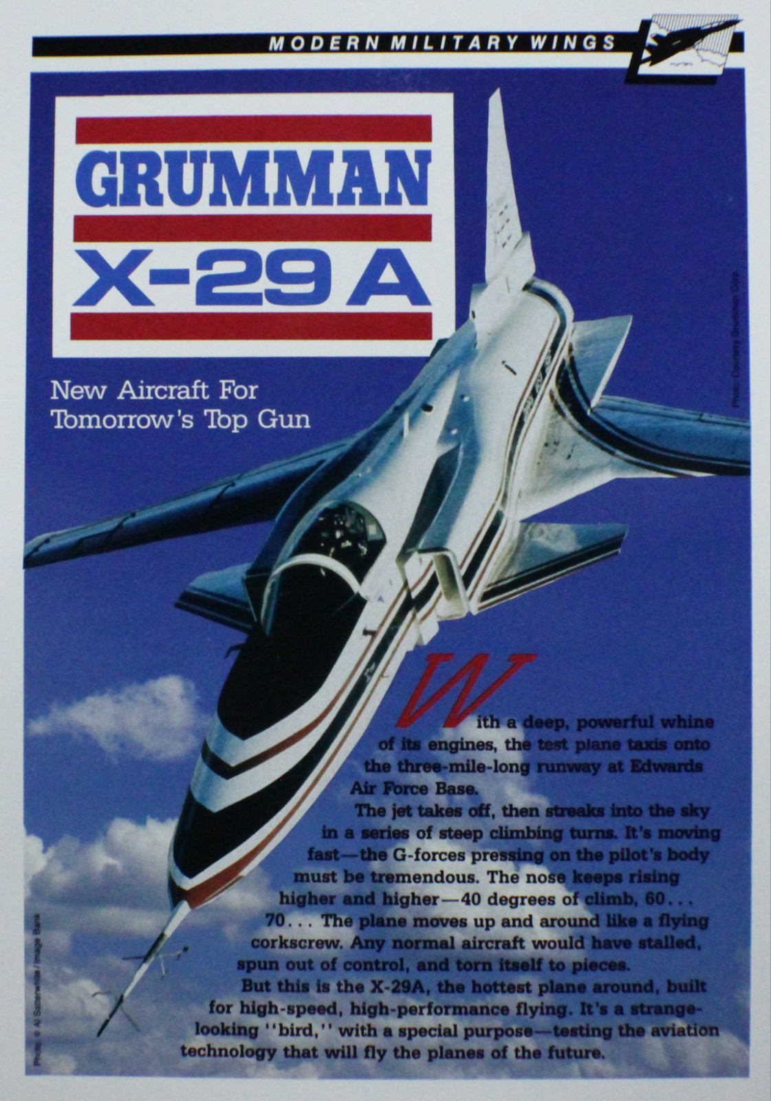 X-29 Grumman X29 X 29 Picture Aircraft Pamphlet Sheet Wall Art Out of Print