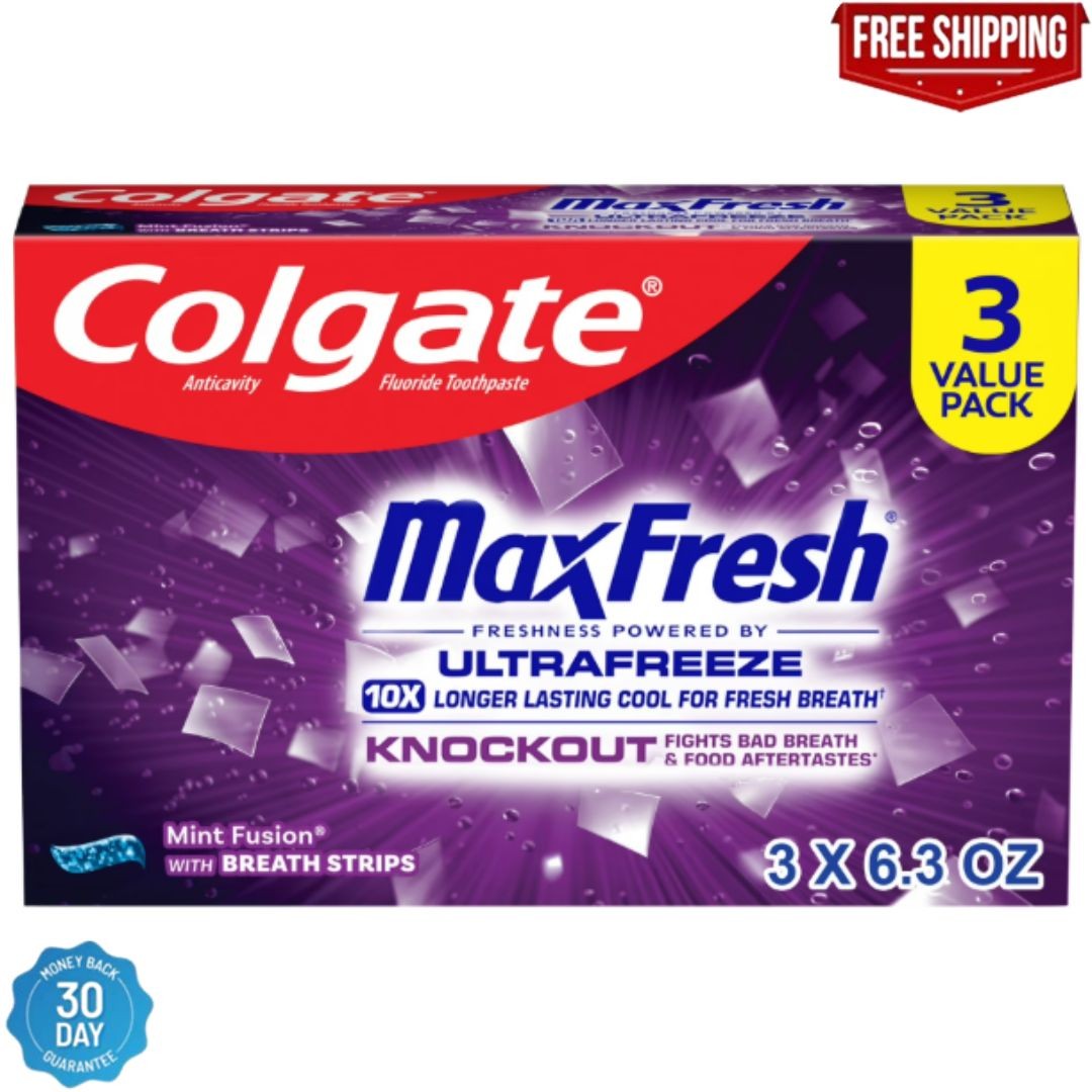 Colgate MaxFresh Knockout Mint Toothpaste, 3 Pack, 6.3 oz