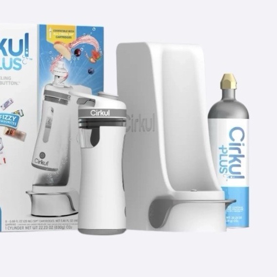 Cirkul Plus 1L Reusable Water Bottle Set White Clear Cartridges Plastic