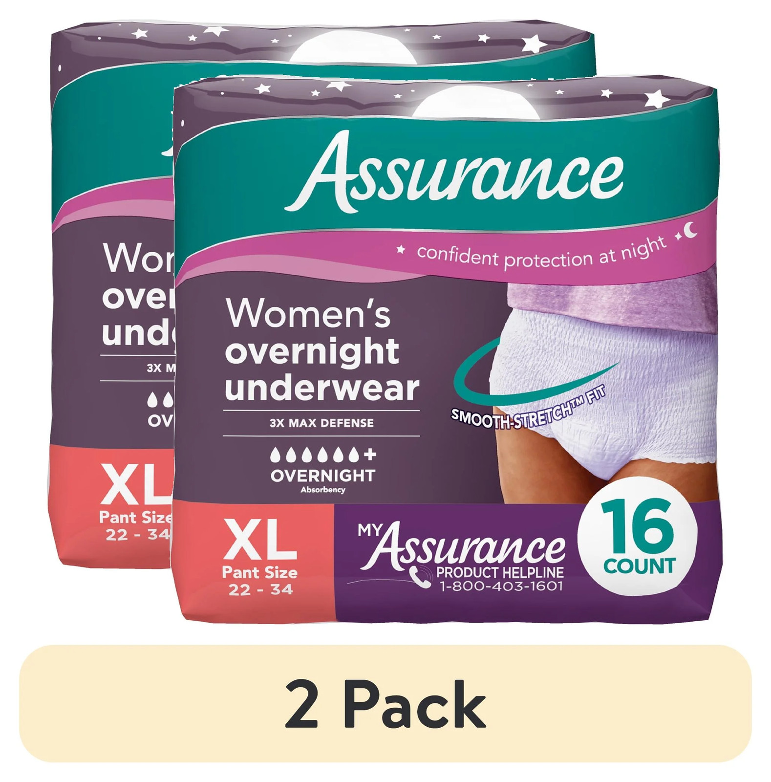 (2 Pack)  Women'S Overnight Incontinence and Postpartum Underwear, XL, Ultimate