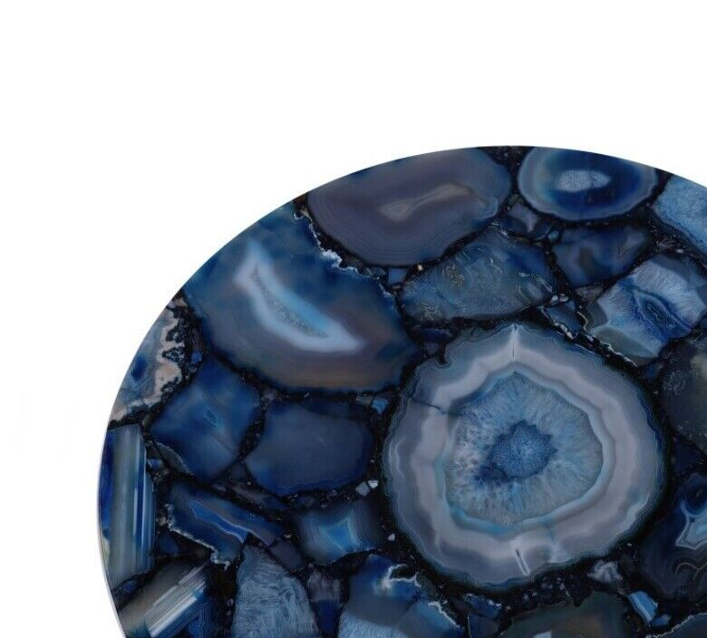 Blue Agate Geode Stone Coffee Table Top, Agate Side Table Top, Furniture Decors