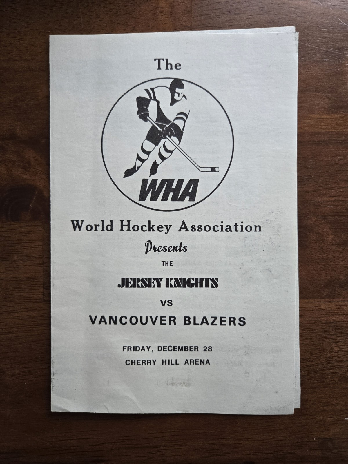 Rare Vintage WHA New Jersey Knights V Vancouver Lineup Scorecard 2 Autographs