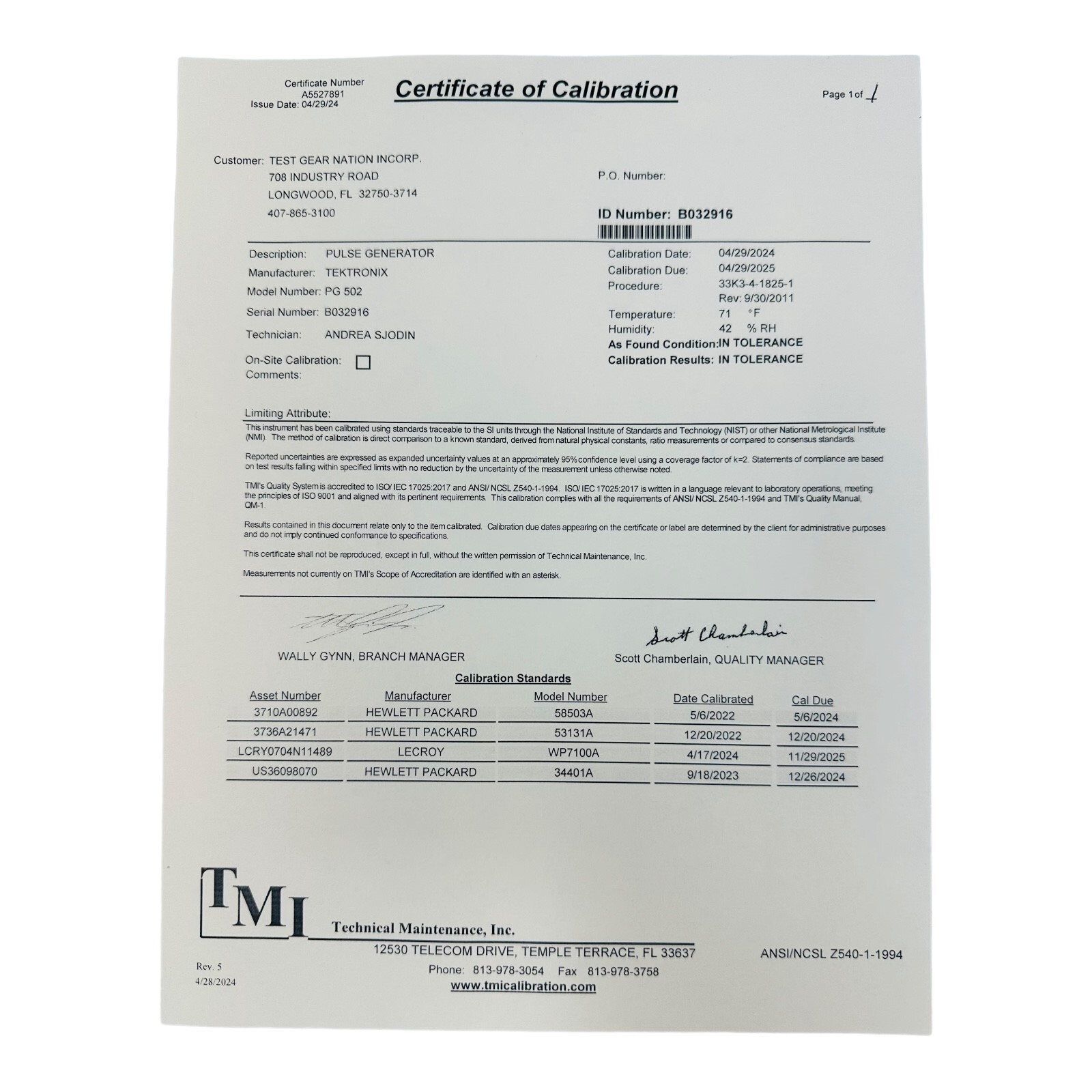 TEKTRONIX PG502 PULSE GENERATOR ***CALIBRATED***